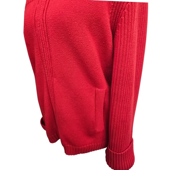 Y2K Pendleton Red cardigan sweater Ribbed Knit Women Medium sporty casual preppy - Picture 7 of 8
